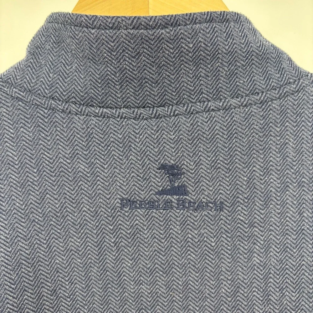 Pebble Beach Mens Full‎ Zip Jacket XL Blue Herringbone Textured Golf Layer PGA